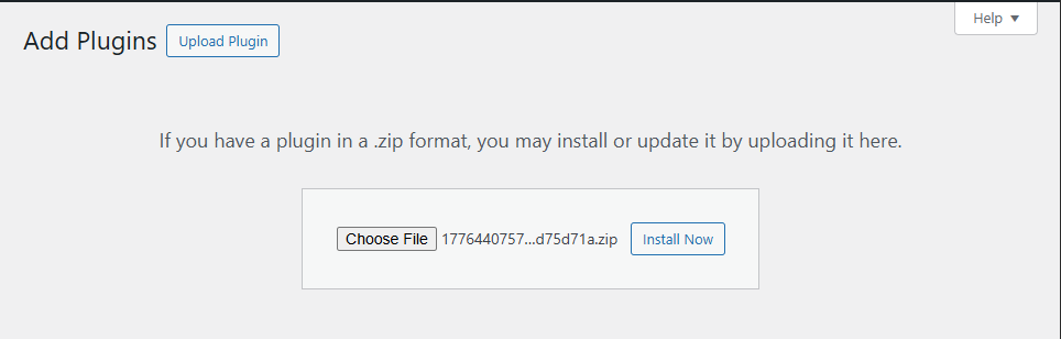 WordPress Add New Plugin Upload screen with a Tangible plugin zip file selected, ready to install